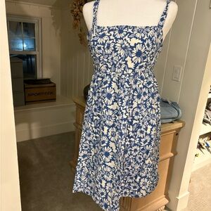 Rewind Blue and White Floral Midi Dress